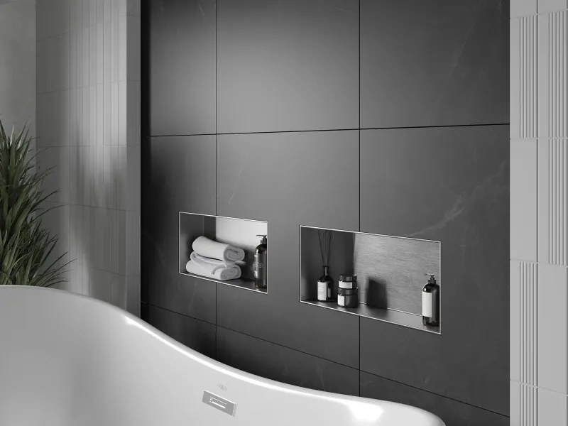 Mexen X-Wall-NR półka wnękowa bez kołnierza 45 x 20 cm, inox - 1911452010