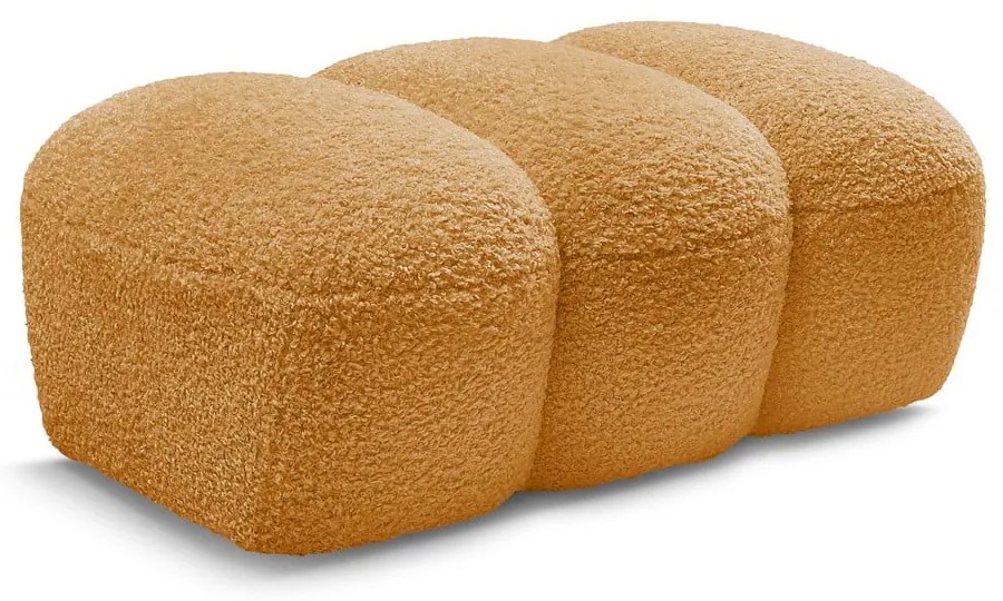 Musztardowy podnóżek z materiału bouclé Hippolyte – Bobochic Paris