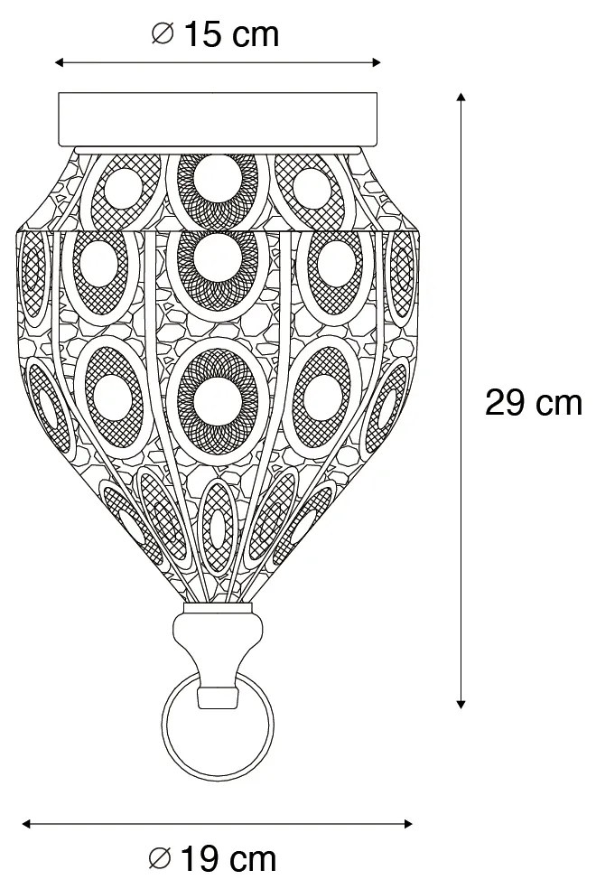 Orientalna lampa sufitowa złota 19 cm - MowgliKolonialny Oswietlenie wewnetrzne