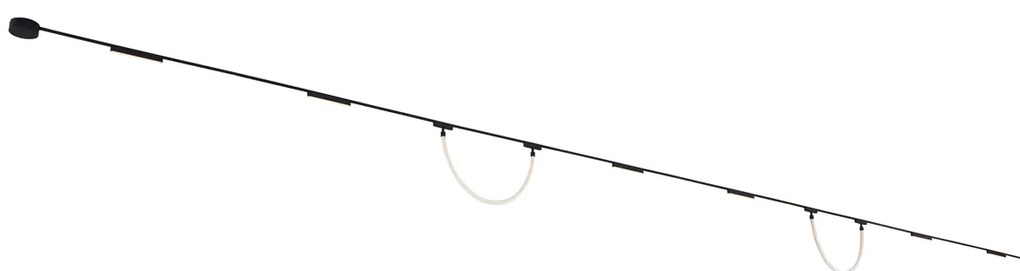 System oświetlenia szynowego z 6 lampami sufitowymi i 2 lampami wiszącymi, czarny, 1-fazowy - Magnetic Marra Tautau