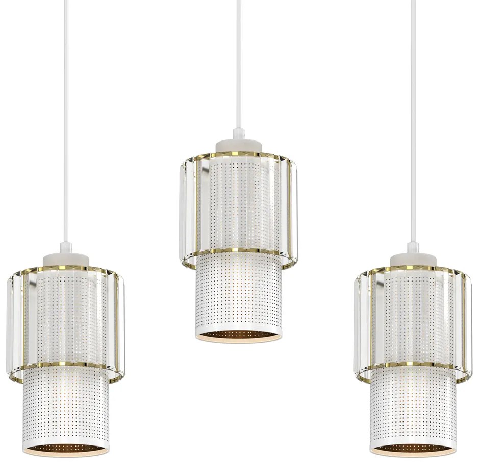 Lampa wisząca BLANCO 3xE27, potrójna, kryształowa, na listwie