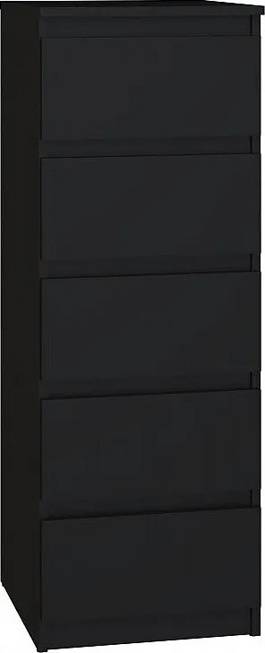Komoda Malwa W5 |  Czarna | 40x45x111 cm | Komoda z  5 Szufladami