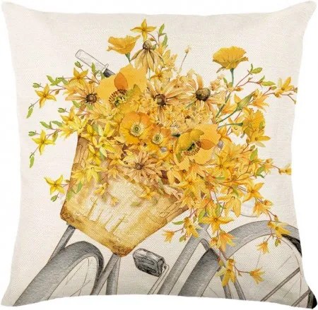 Lniana poszewka na poduszkę VELOBLOOM 45x45 cm, kremowa