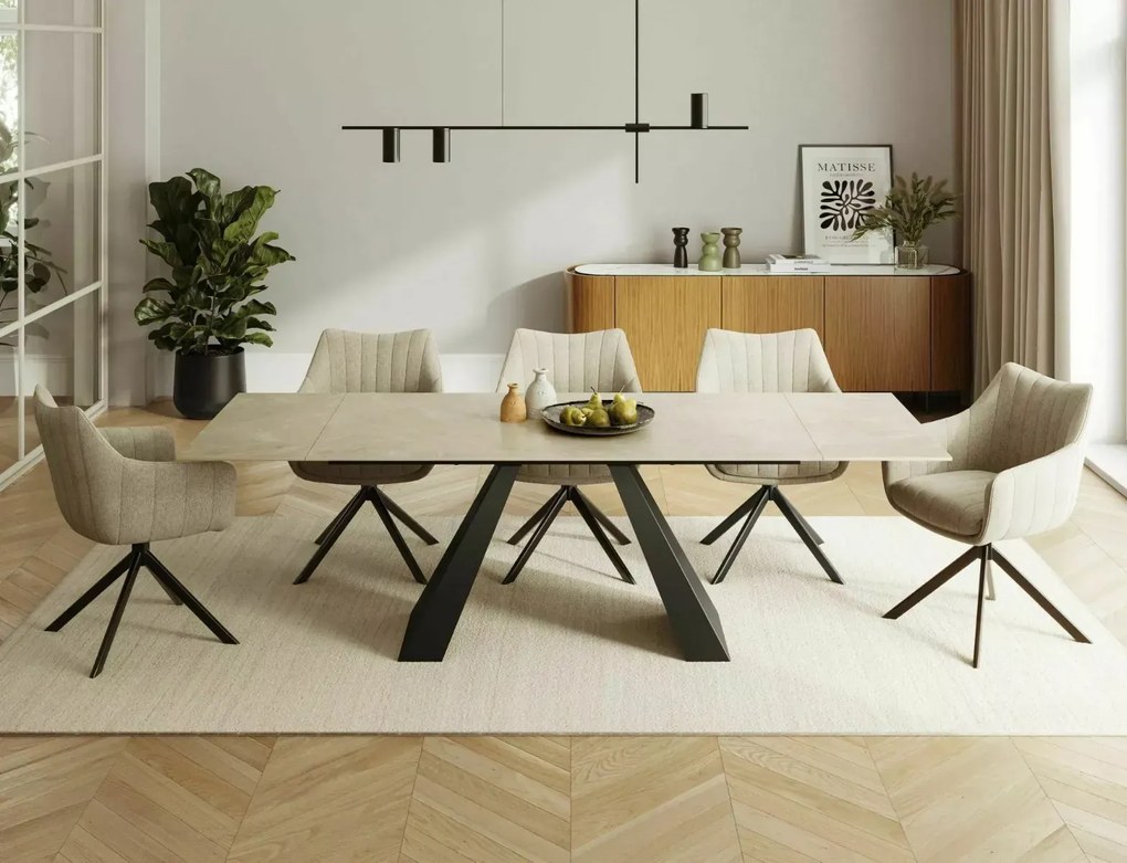 Stół rozkładany SALVADORE CERAMIC 160(240)x90 kremowy mat diamond cream SIGNAL