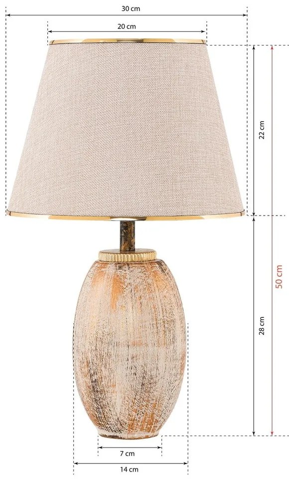 Lampa stołowa w kremowo-złotym kolorze z tekstylnym kloszem (wysokość 50 cm) Yakamoz – Opviq lights