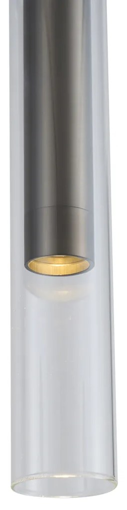 Nowoczesny reflektor w kolorze metalu z przezroczystym szkłem do systemu szynowego 1-fazowego - Slimline Loyce