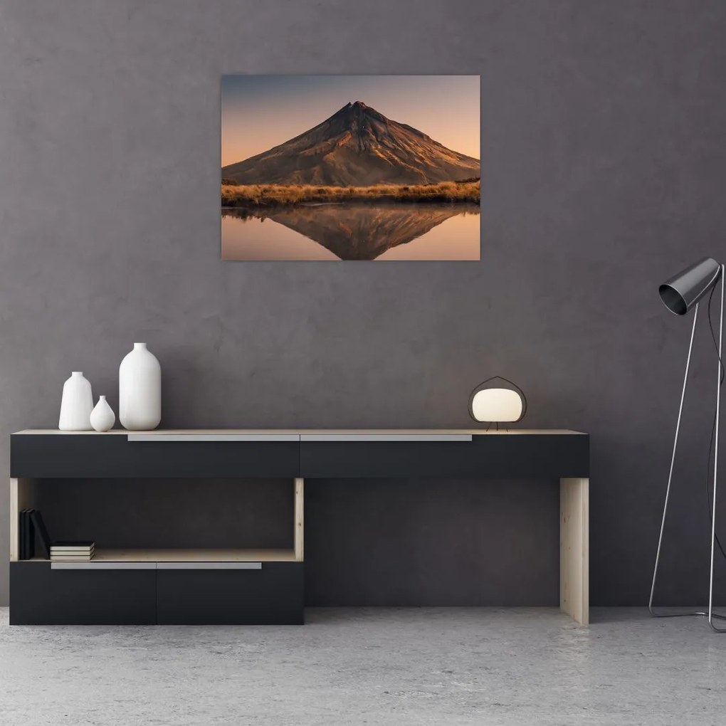 Obraz odbicia góry Taranaki, Nowa Zelandia (70x50 cm)