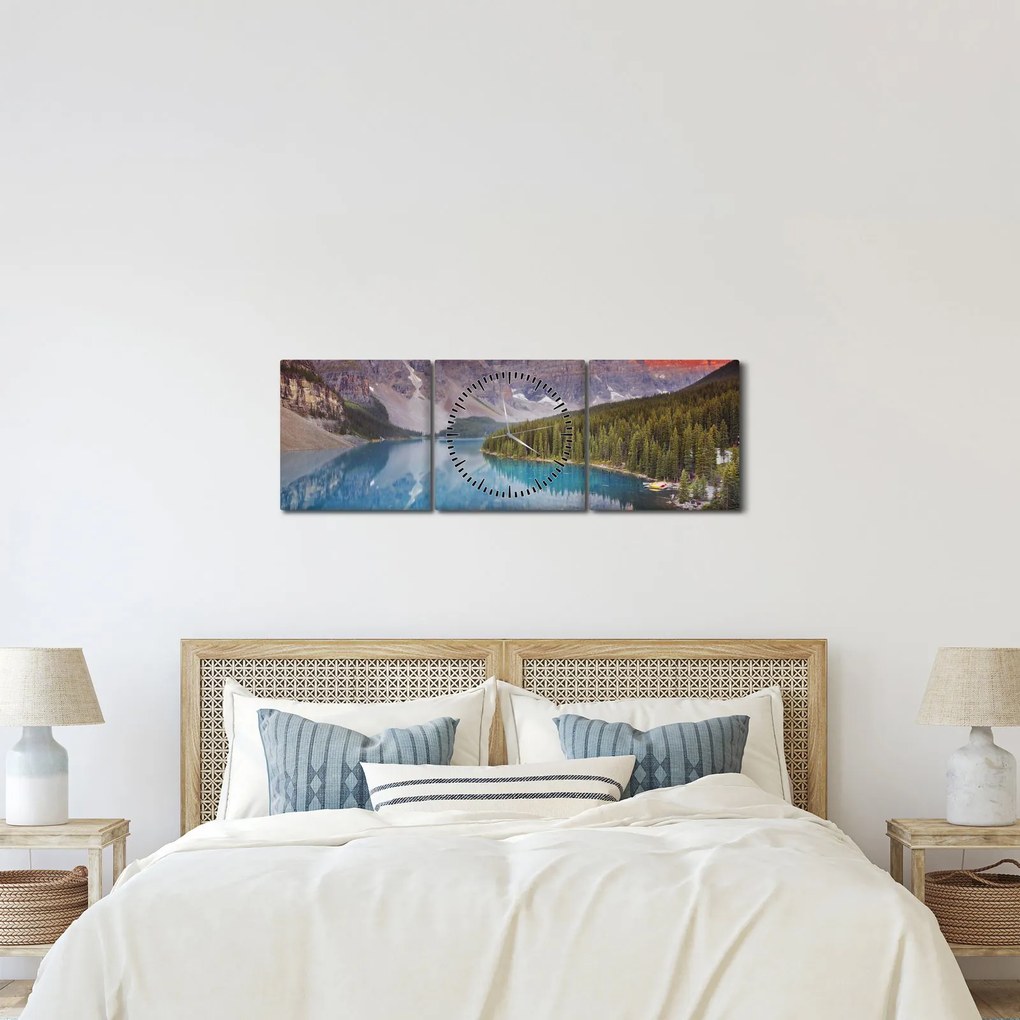 Obraz - Górski krajobraz Kanady (z zegarem) (90x30 cm)