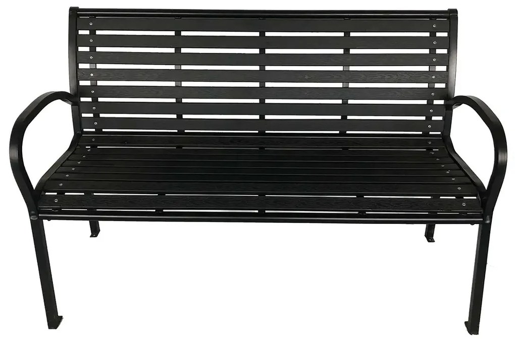 Ławka ogrodowa 125 x 60 x 80 cm, czarna, stal /plastik