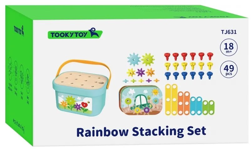 Tooky toy układanka montessori kołki w pudełku stosy nawlekanka