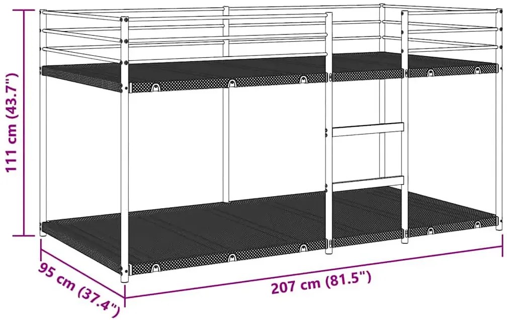 Białe młodzieżowe łóżko piętrowe 90 x 200 cm A5-G12