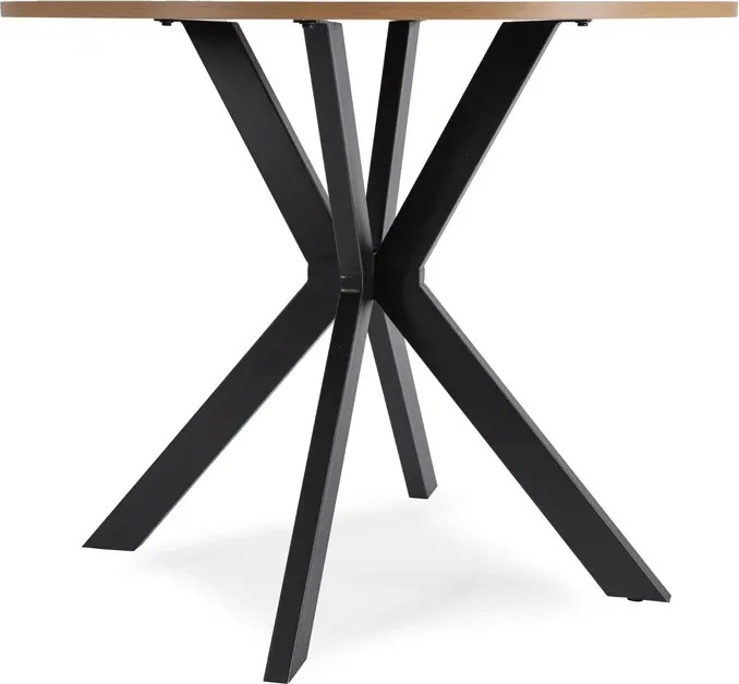 Stół Okrągły LAUREN 90 cm Dąb Złoty/Czarny Loft Nowoczesny