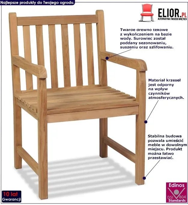 Zestaw drewnianych krzeseł ogrodowych D5-B79