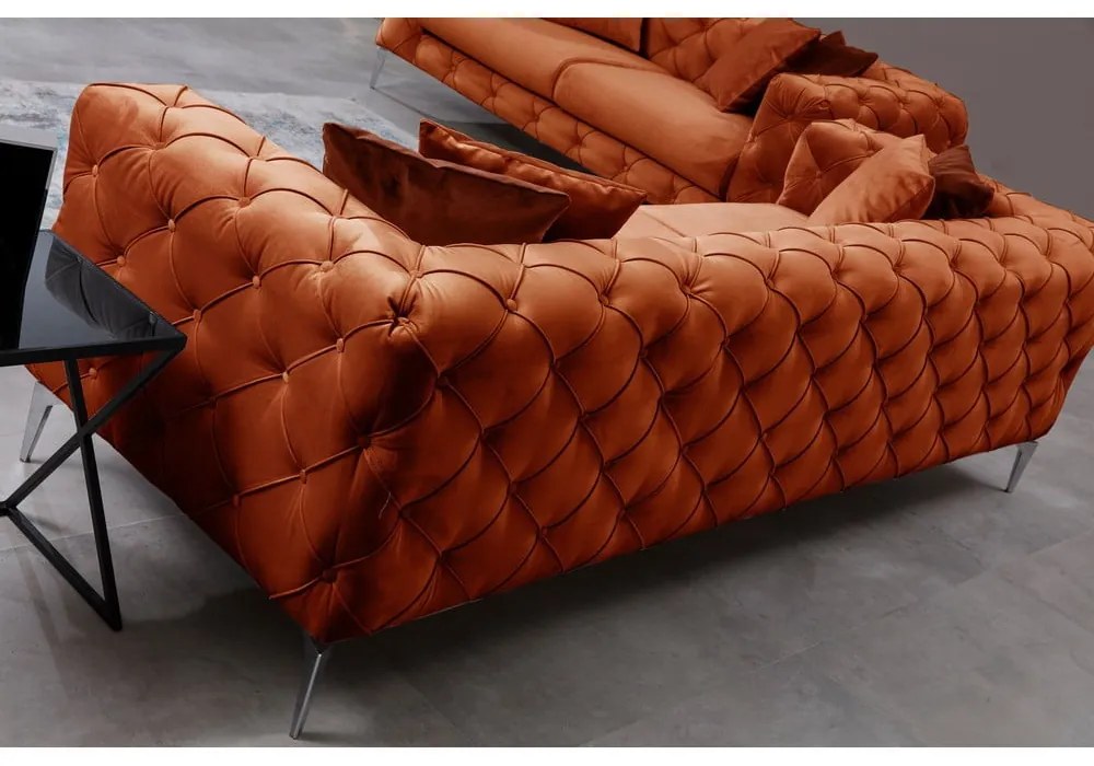 Pomarańczowa aksamitna sofa 197 cm Como – Artie