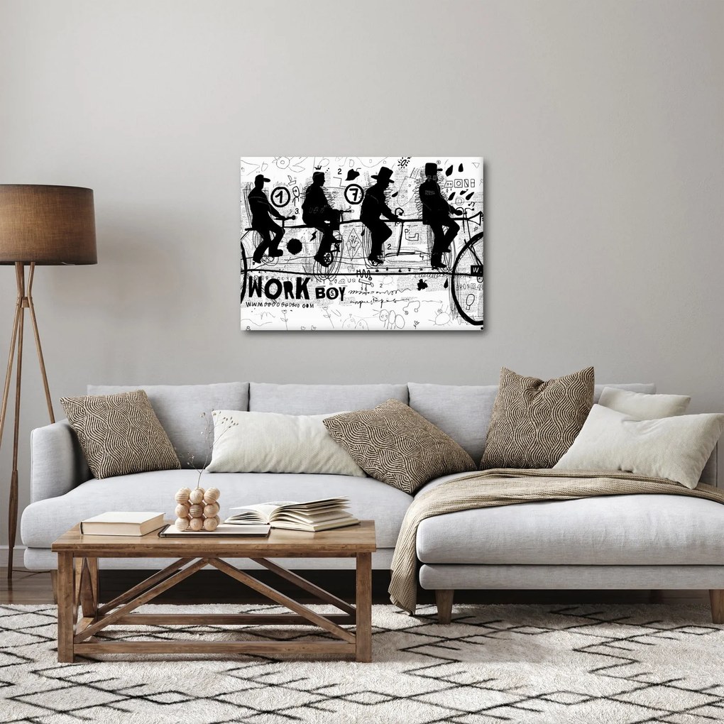 Obraz - Praca zespołowa, jazda na rowerze (70x50 cm)