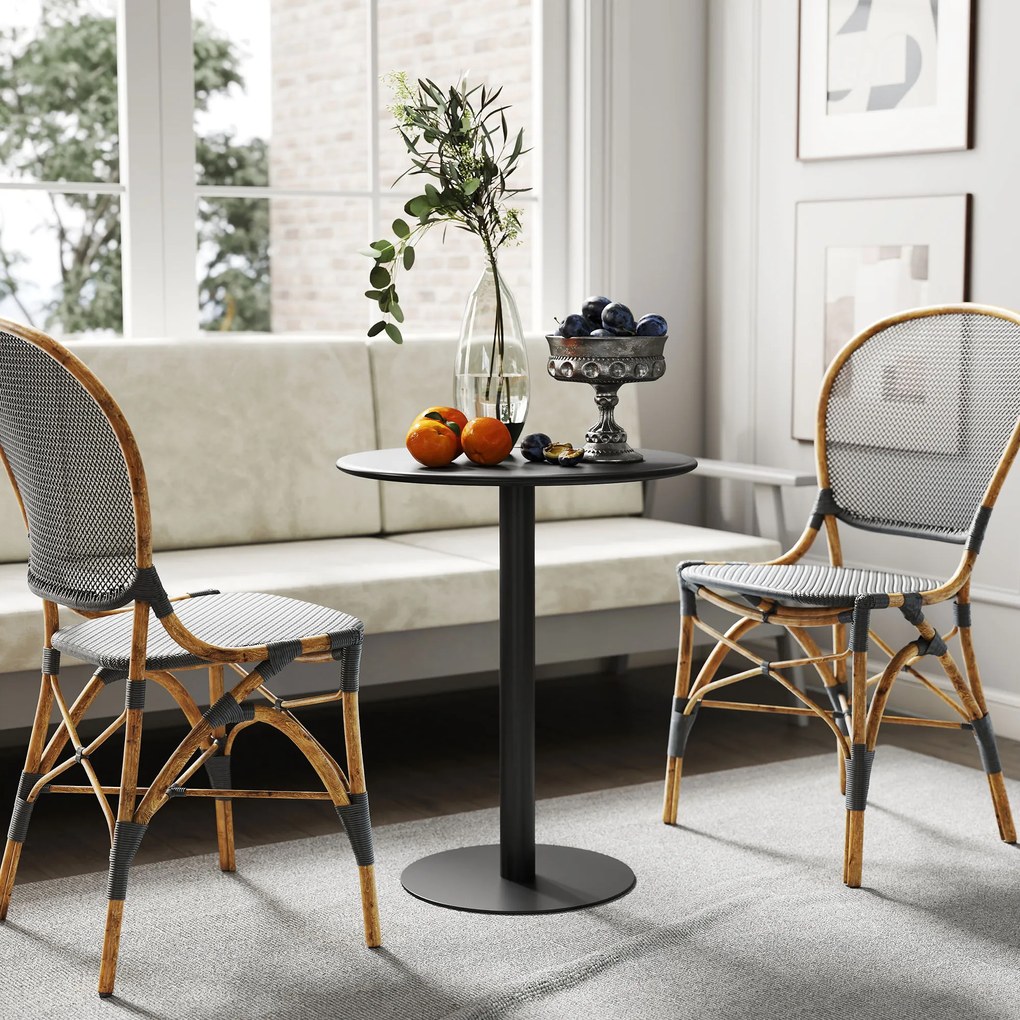 HOMCOM Okrągły stół dla 2 osób, stal, do użytku wewnątrz i na zewnątrz, czarny