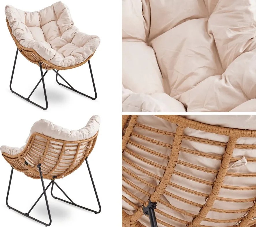 Fotel ogrodowy z poduchą Fin na płozach, beżowy