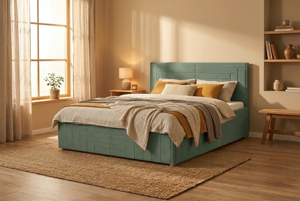 Łóżko FILI 120x200 cm Miętowy Z materacem