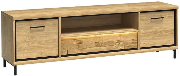 Szeroka szafka RTV hikora naturalna - Acorus 15X