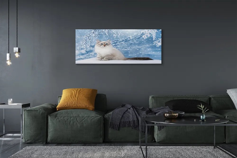 Obraz na płótnie Kot w Zimowej Scenerii