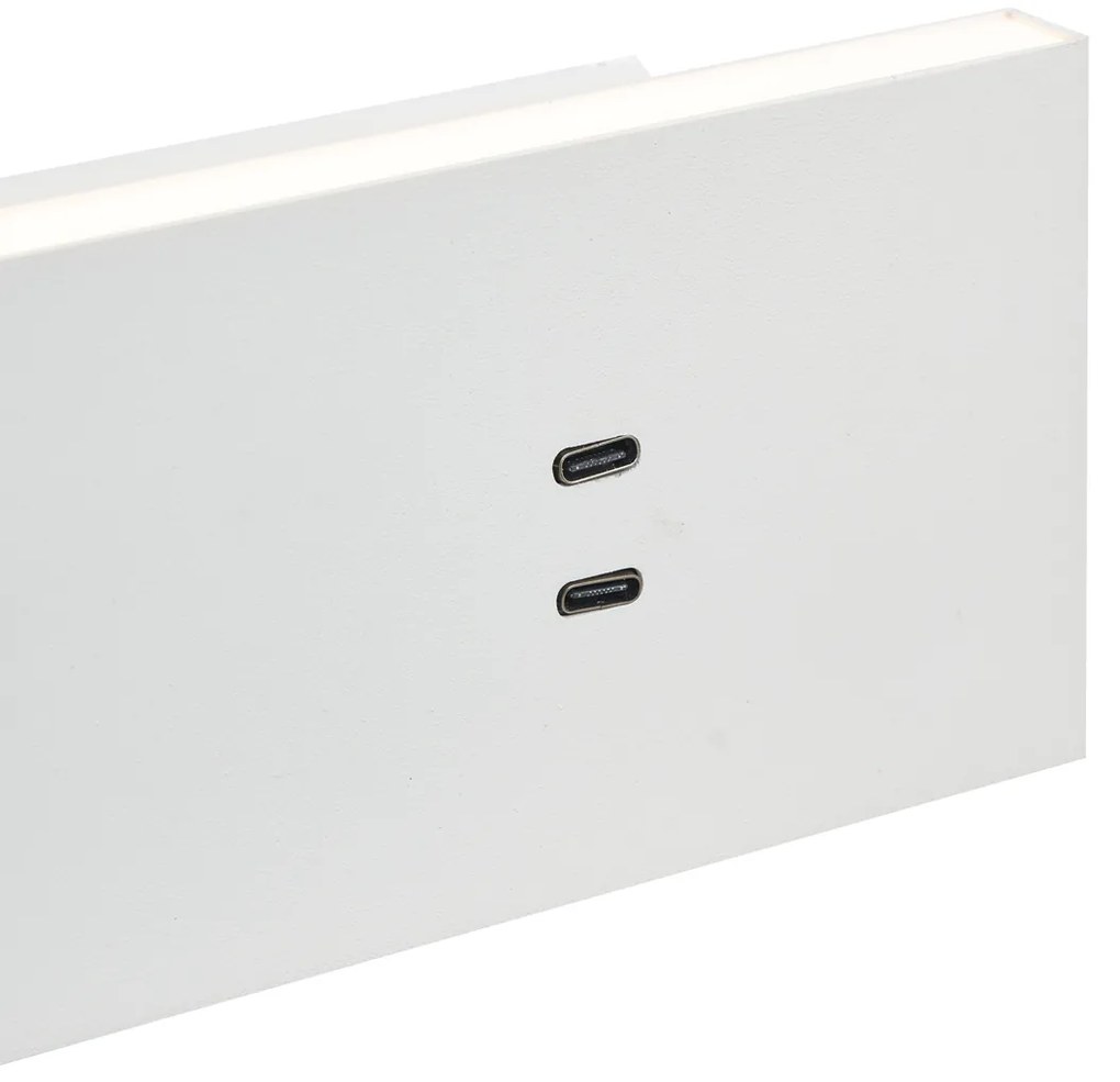 Nowoczesna biała regulowana lampa ścienna z USB-C, w zestawie LED - Modric Nowoczesny Oswietlenie wewnetrzne