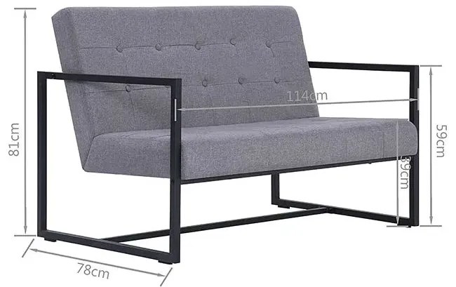 Zgrabna 2-osobowa sofa Mefir - jasnoszara