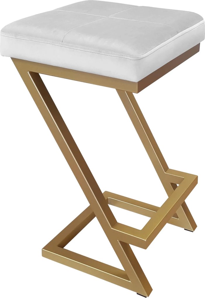Hoker ZETA krzesło barowe tkanina Welur podstawa metalowa LOFT : Kolor Stelaża - Złoty, Kolor tkaniny - VELVET - MG39