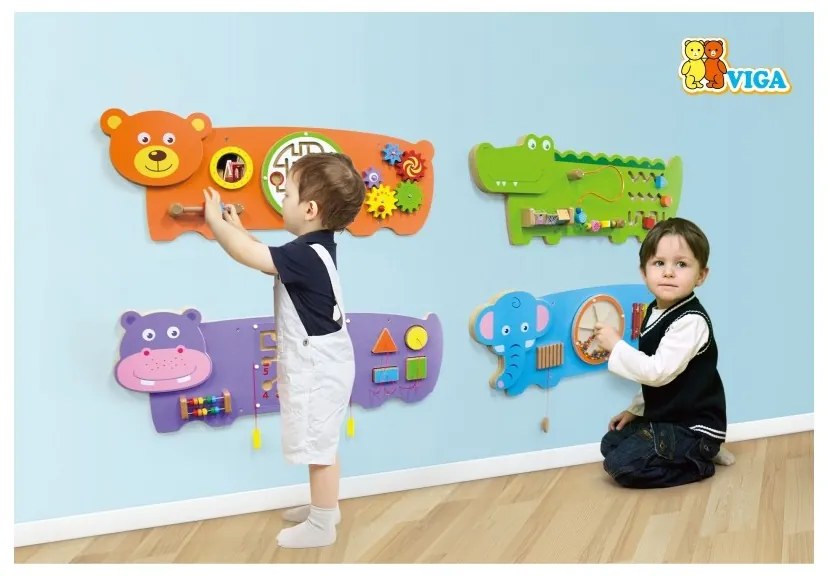Sensoryczna drewniana tablica manipulacyjna viga toys krokodyl