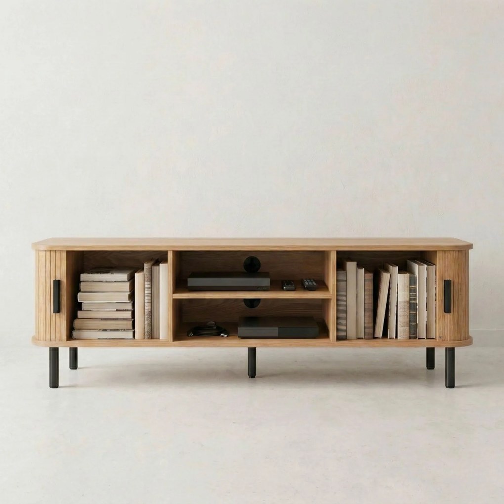 Szafka rtv ryflowana SCAVA, 140 x 40 x 46 cm