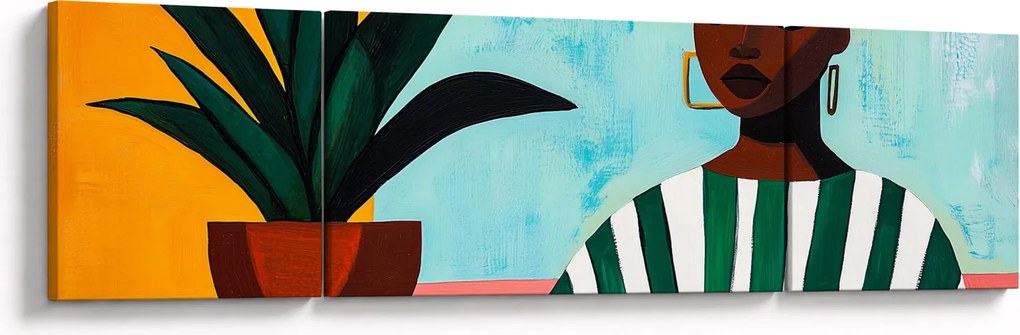 Obraz - Kobieta z kwiatem (170x50 cm)