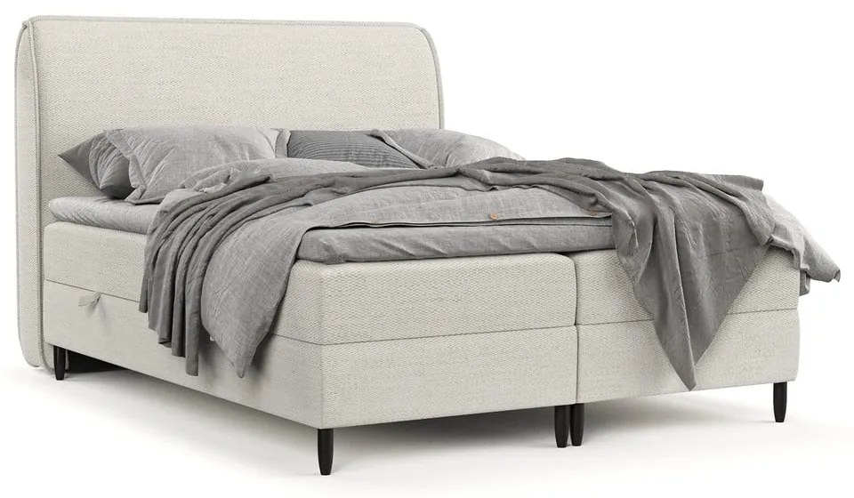 Kremowe łóżko boxspring ze schowkiem 200x200 cm Melba – Maison de Rêve