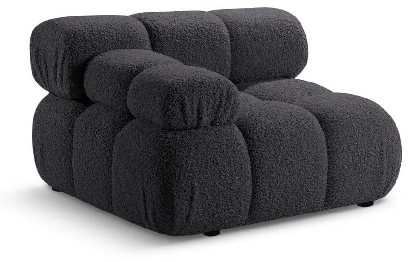 Antracytowy moduł sofy z materiału bouclé (lewostronny) Bellis – Micadoni Home