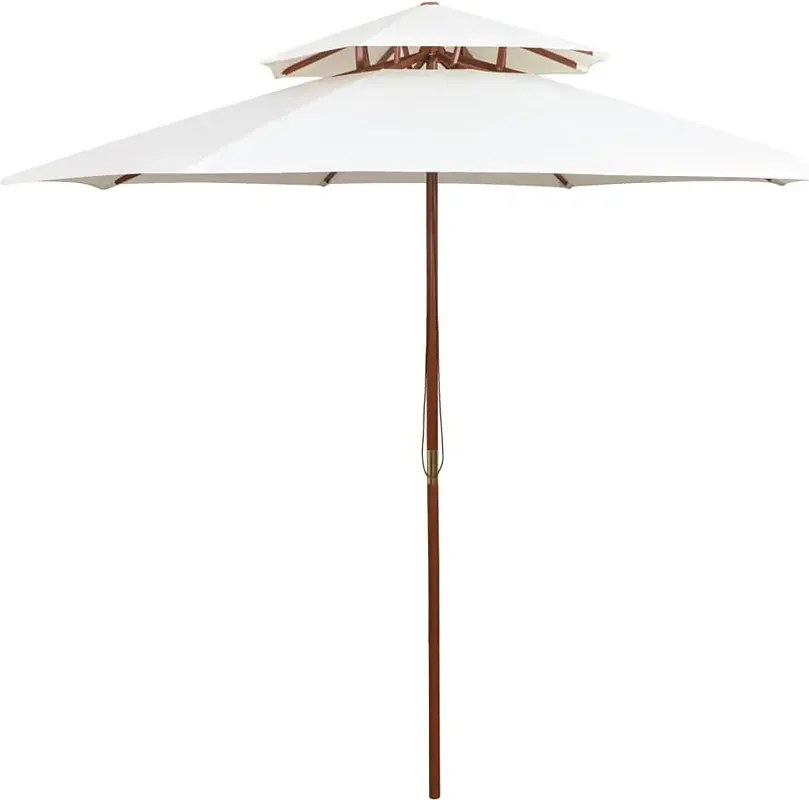 Kremowy Parasol Ogrodowy Z Drewnianym Słupkiem B0-T53