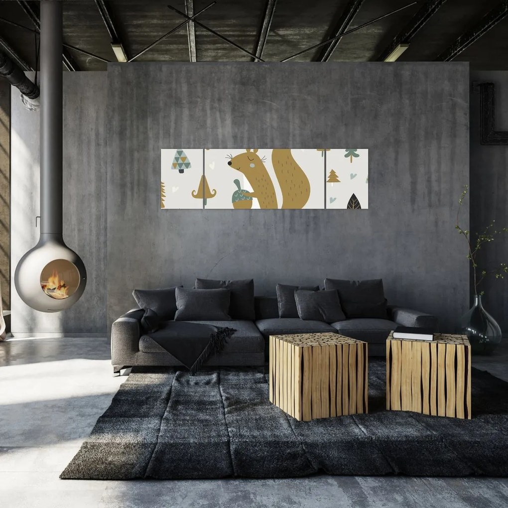 Obraz - Wiewiórka z orzechem (170x50 cm)