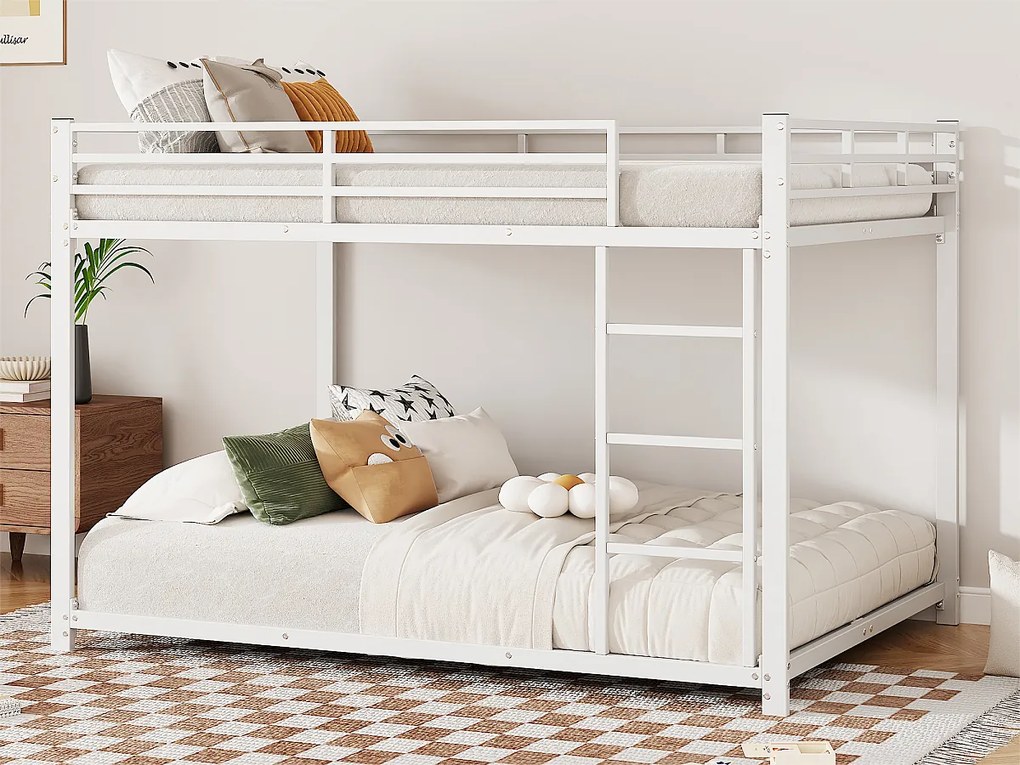Łóżko piętrowe dla dzieci 140x200cm z metalu - Białe