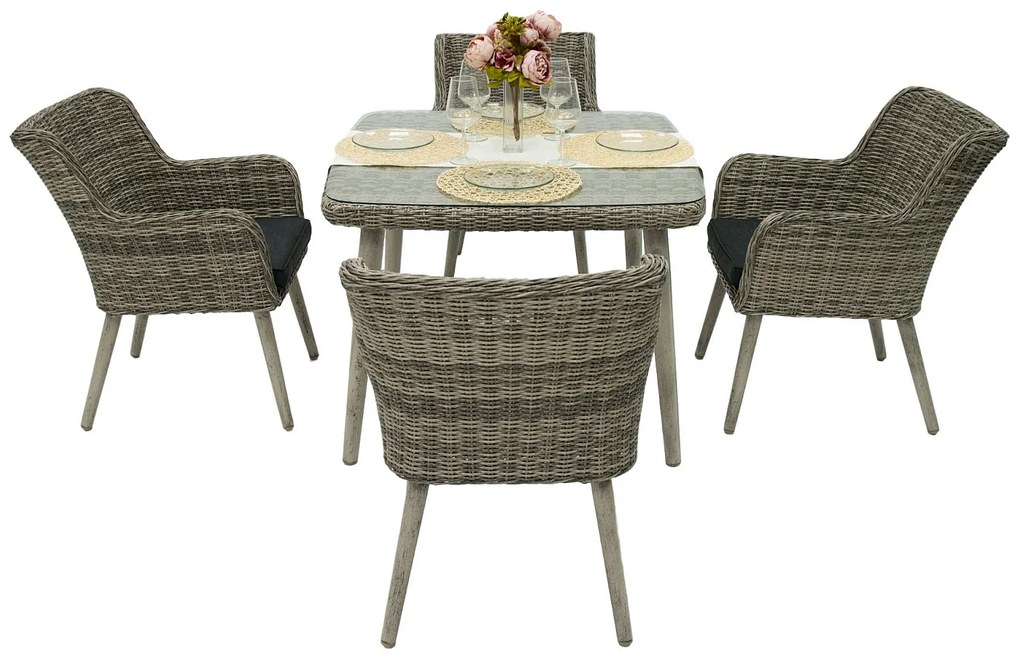 Zestaw rattanowy ogrodowy VICTORIA MINI 1+4 (szary)