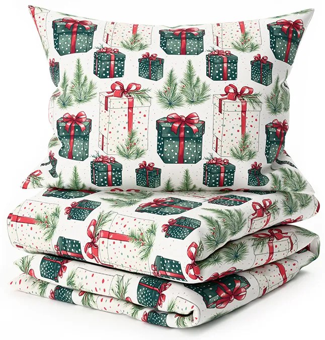 PrzytulneMieszkanie.pl PrzytulneMieszkanie.pl Bawełniana pościel CHRISTMAS PRESENT kremowa Rozmiar pościeli: 70 x 90 cm | 140 x 220 cm