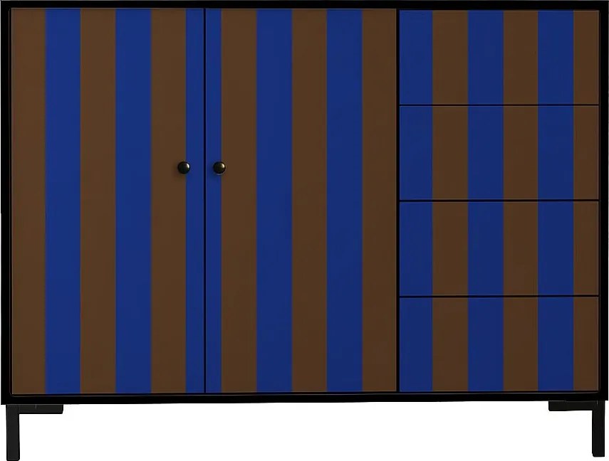 Niski kredens z 2 drzwiami i 4 szufladami z nadrukowanego MDF