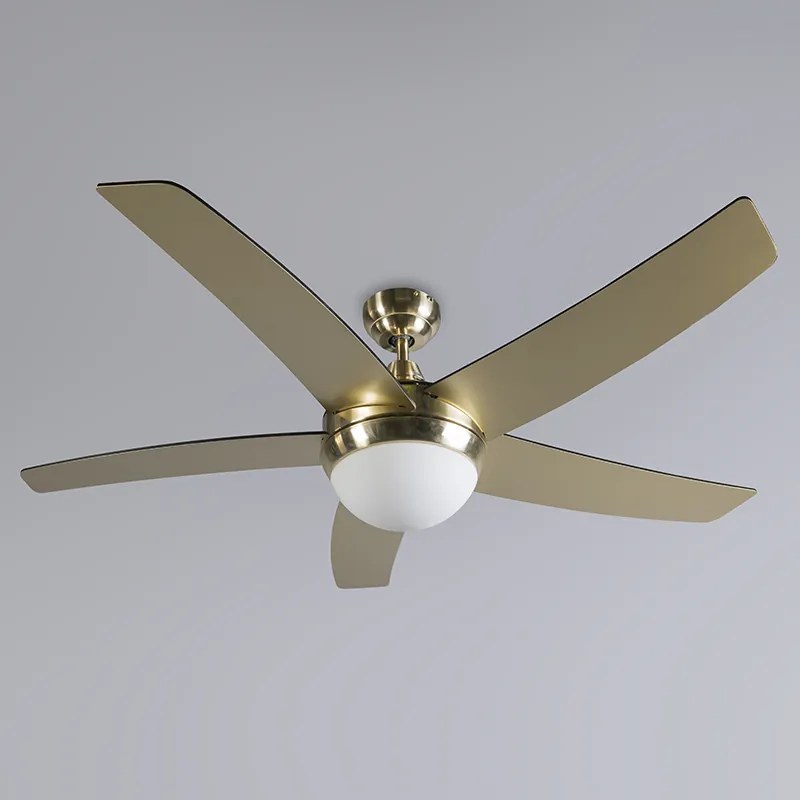 Wentylator sufitowy z lampa i pilotem złoty z drewnianym nadrukiem 132 cm z pilotem - Cool Nowoczesny Oswietlenie wewnetrzne