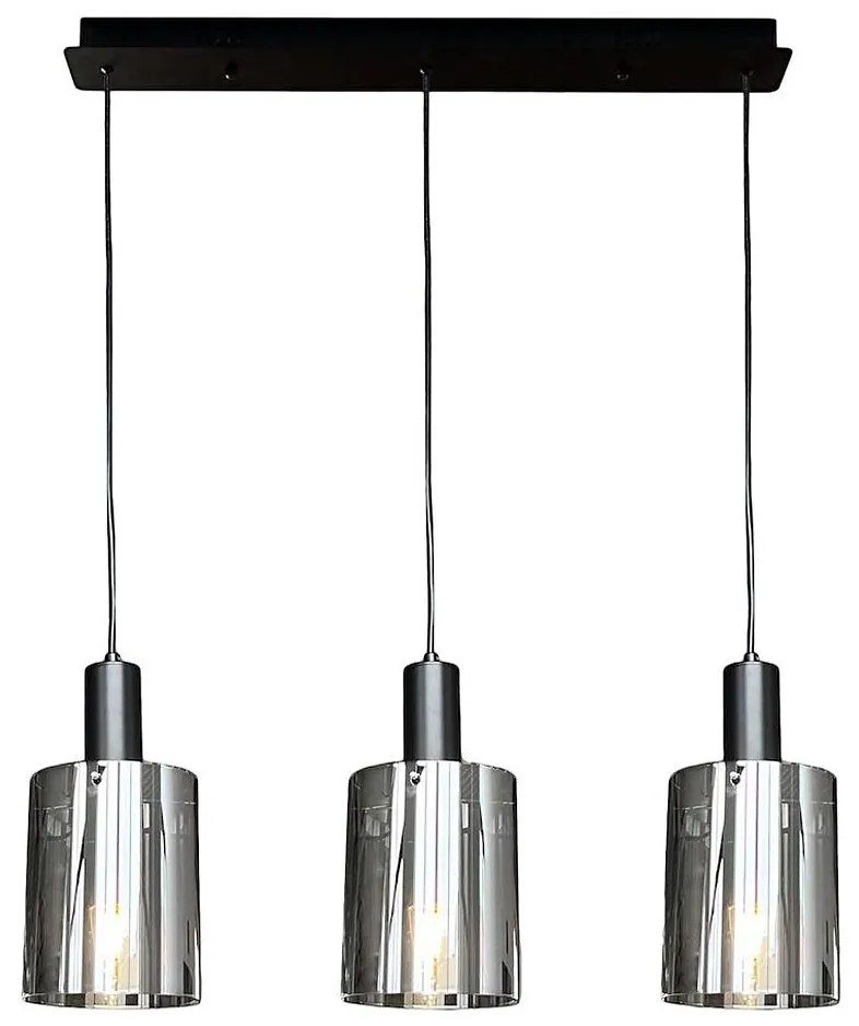 Żyrandol na lince ARCADIA 3xE27/60W/230V czarny/dym