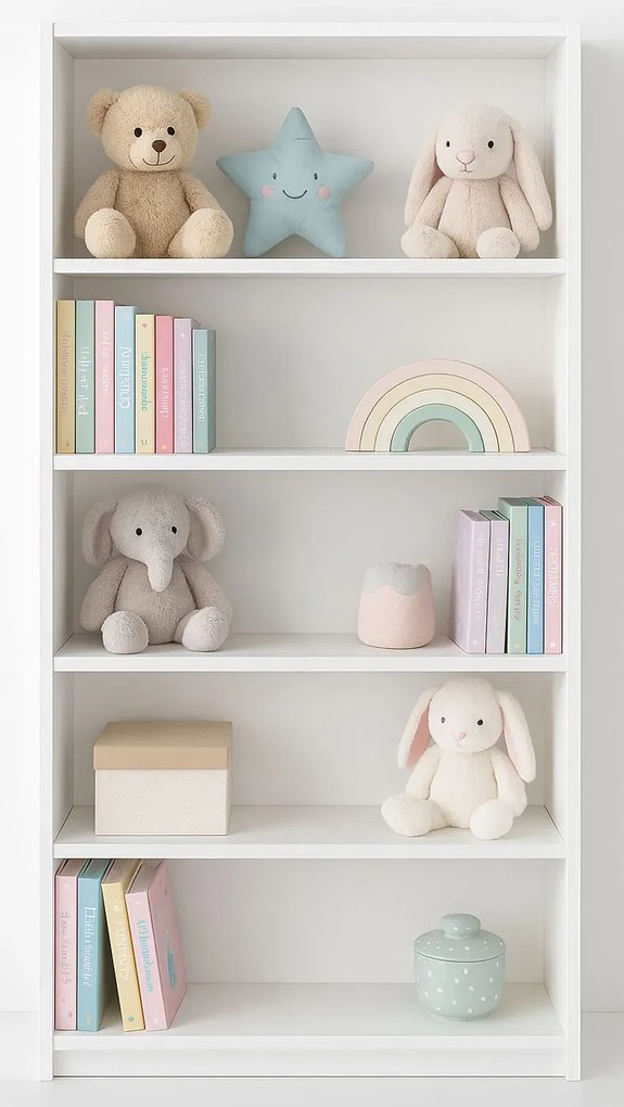 Biały regał dziecięcy z półkami L8-E22
