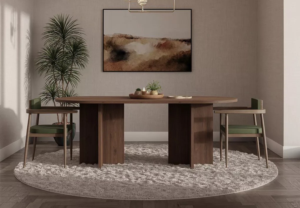 Stół Sevil 204x90 cm owalny – nowoczesny stół do jadalni 6-8 osób, blat laminowany, kolory dąb orzech
