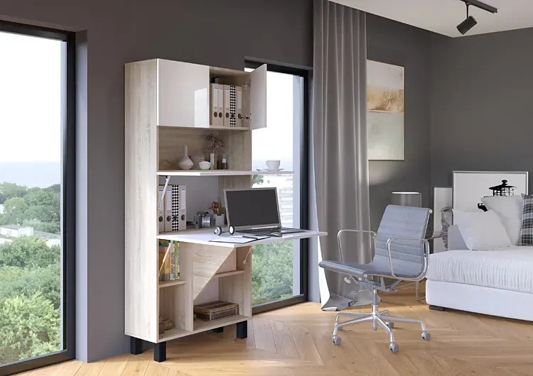 Szafka z biurkiem składanym dąb sonoma + biały Z2-G45