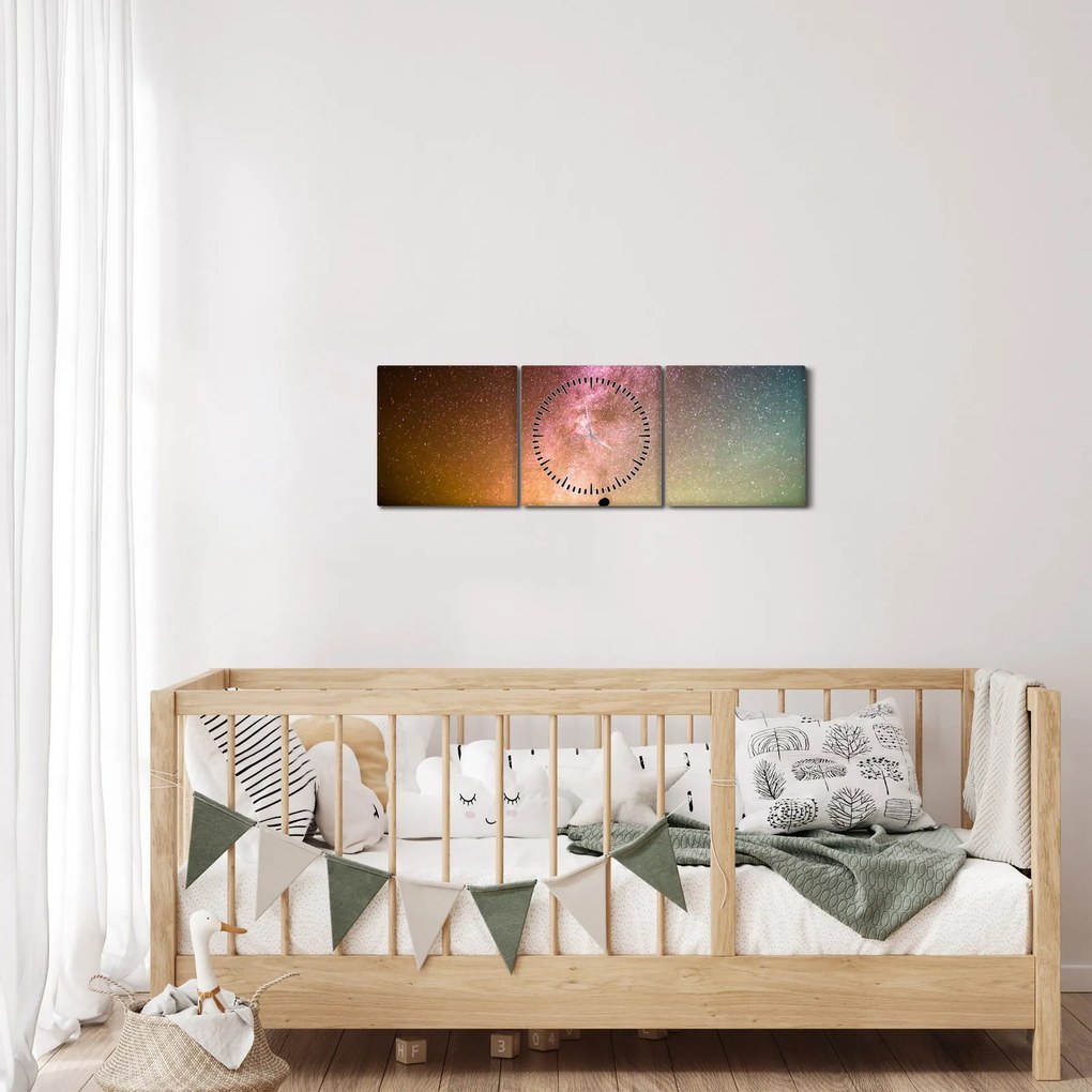 Obraz - niebo pełne gwiazd (z zegarem) (90x30 cm)