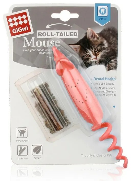 GiGwi Zabawka dla kotów Roll-tailed Mouse catnip,16 x 2,5 x 2,5 cm