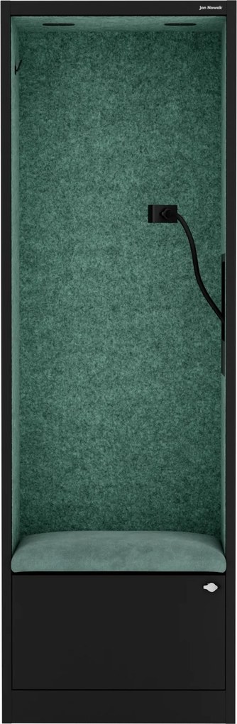 Kabina akustyczna z siedziskiem Sally MentalBox, 60 x 40 x 185 cm, czarny/zielony
