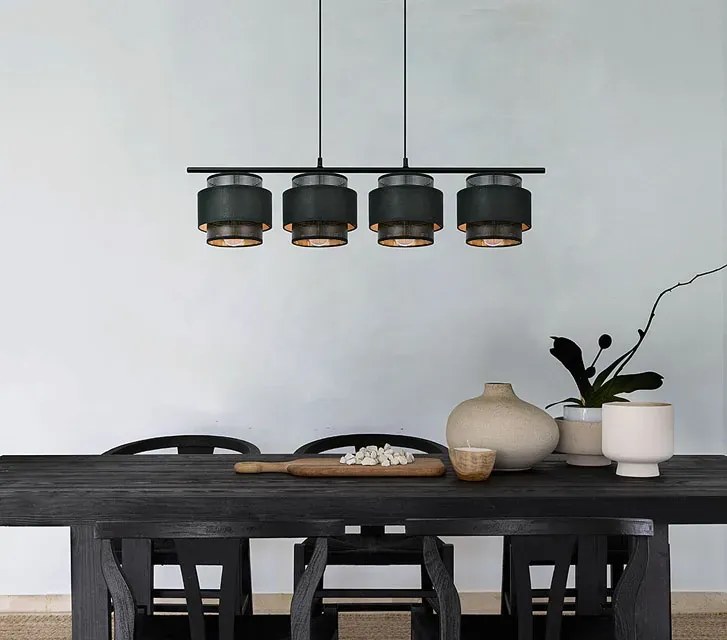 Duża lampa wisząca nad stół z 4 abażurami na listwie - 6X A515 L7-D54