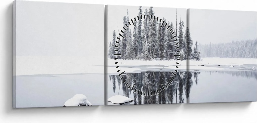 Obraz - Było biało (z zegarem) (90x30 cm)
