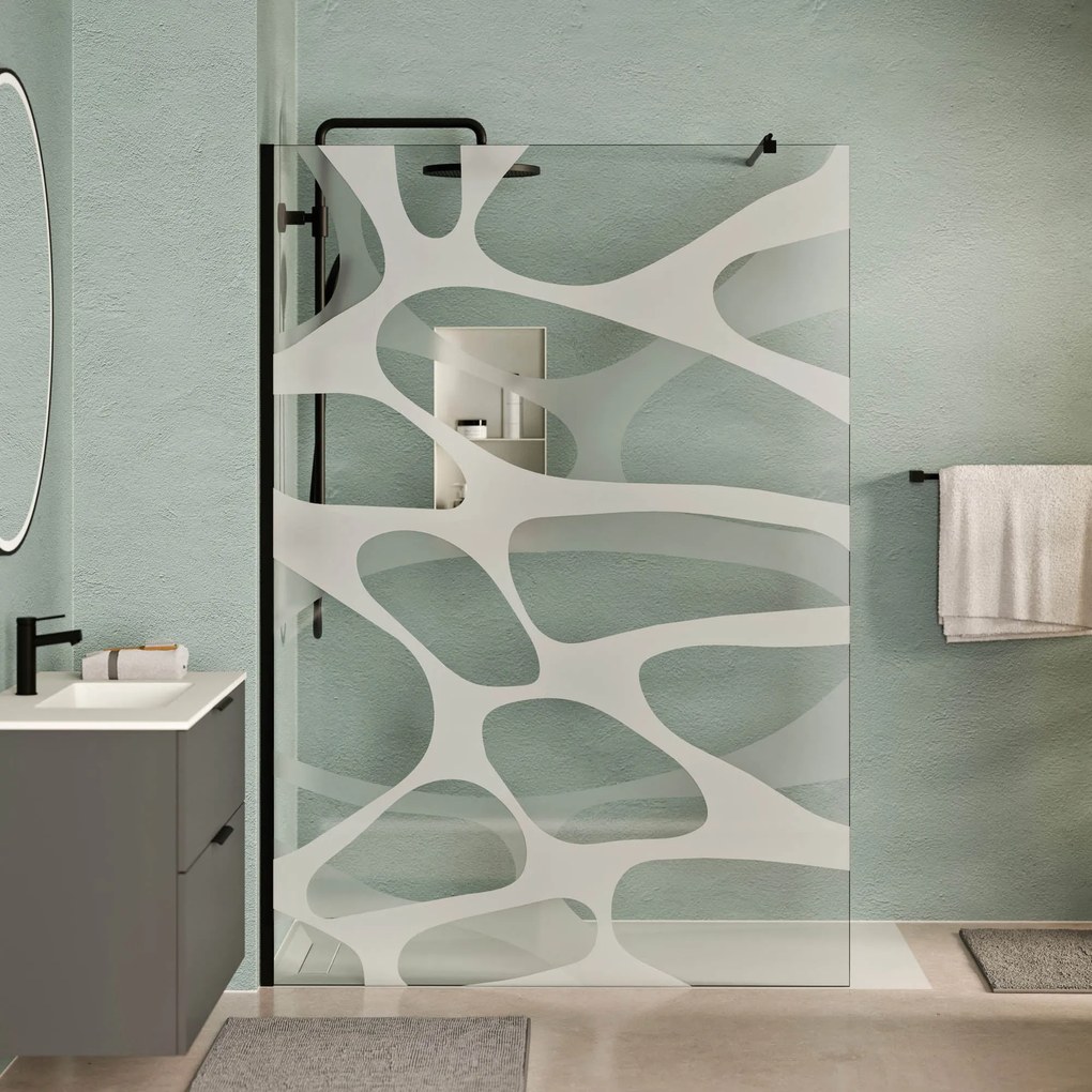 Walk-In Dusche EIRA - Klarglas Wave-Muster 10 mm