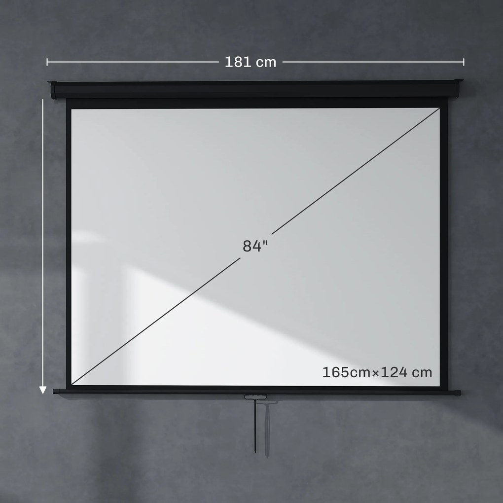 HOMCOM Ekran projekcyjny 171 x 128 cm przekątna 213,36 cm 4:3 HD 4K Tworzywo sztuczne, metal Kino domowe | Aosom PL